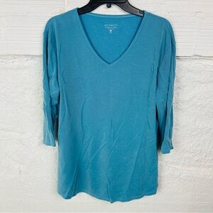 Segments Teal blue V-Neck textured Long Sleeve Top size XL